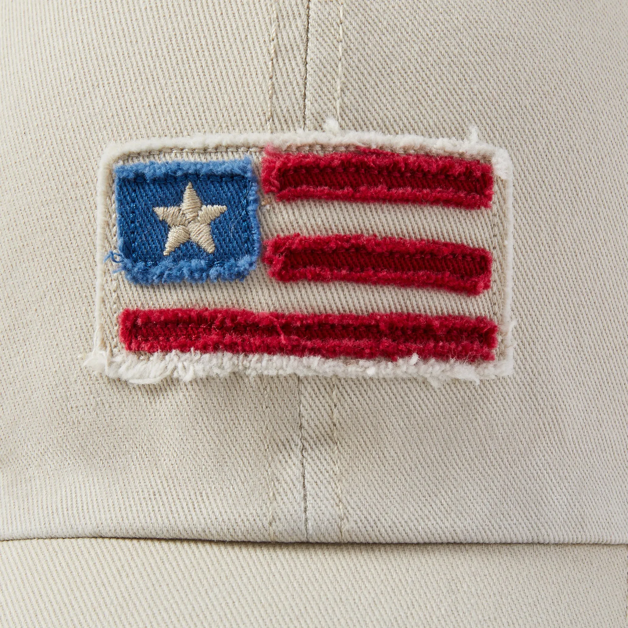 Adult Unisex American Flag Tattered Chill Cap Life is Good