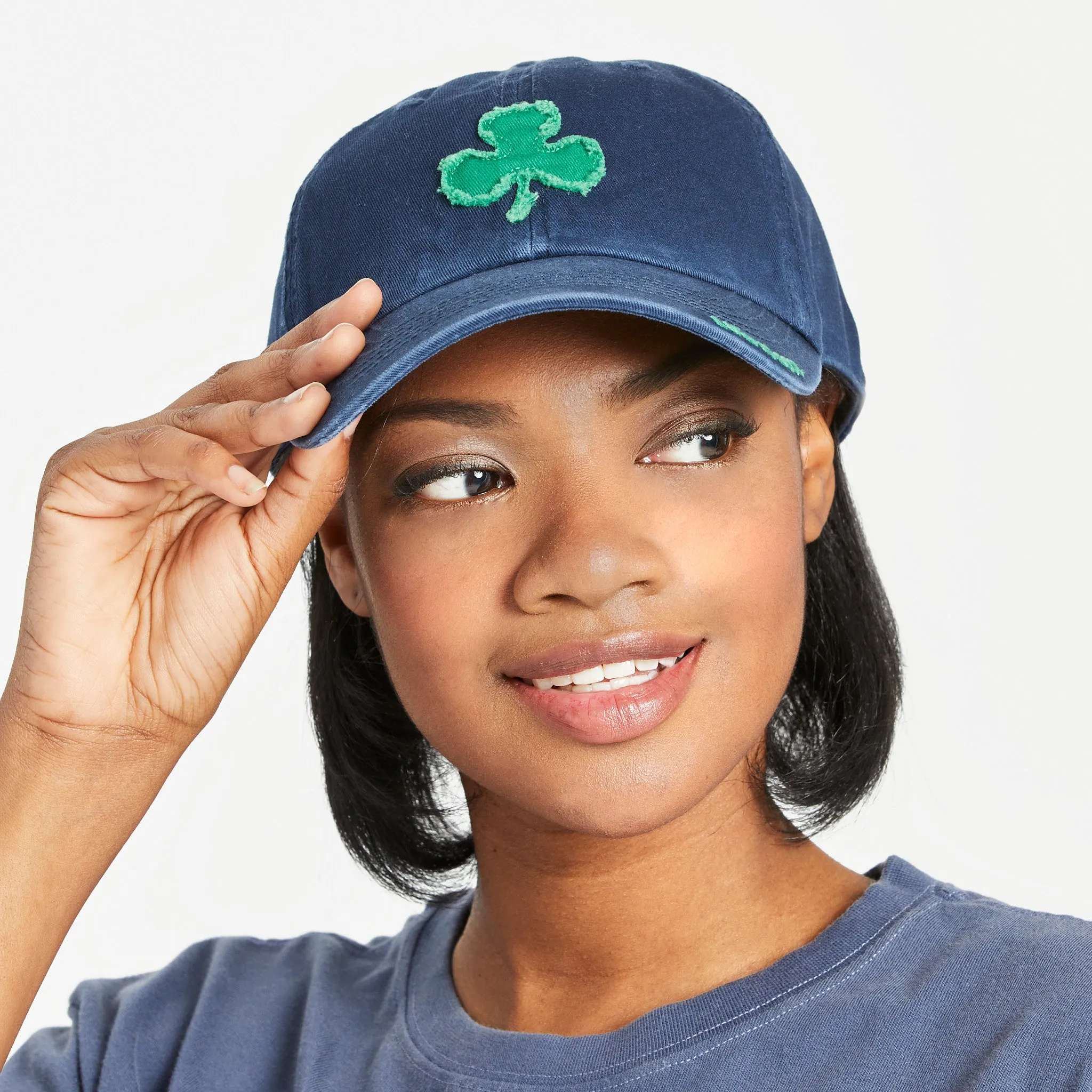 Adult Unisex Applique Shamrock Tattered Chill Cap Life is Good