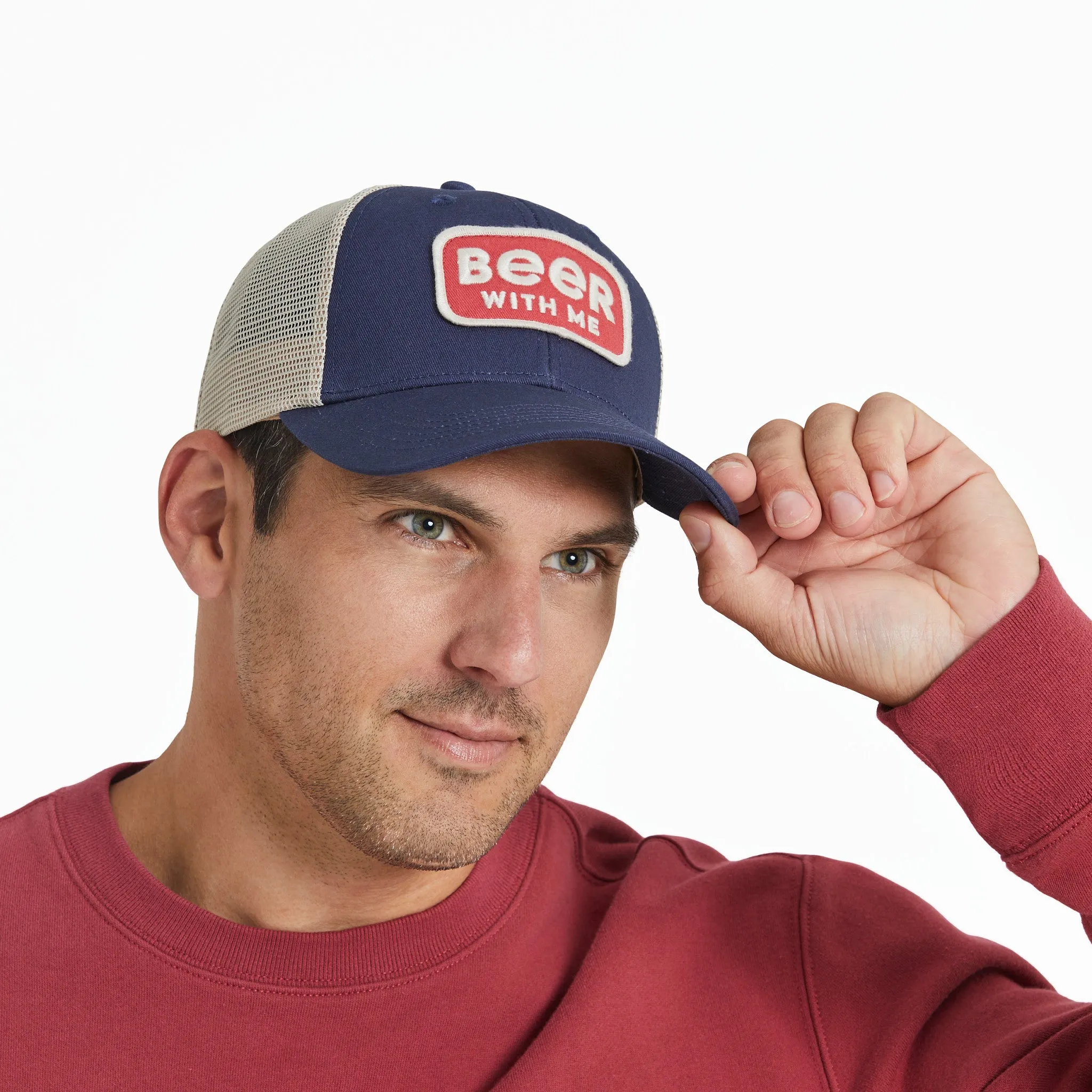 Adult Unisex Beer With Me Patch Trucker Life is Good