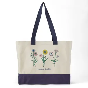 Adult Unisex Botanical Flowers Peace Cotton Canvas Tote Life is Good