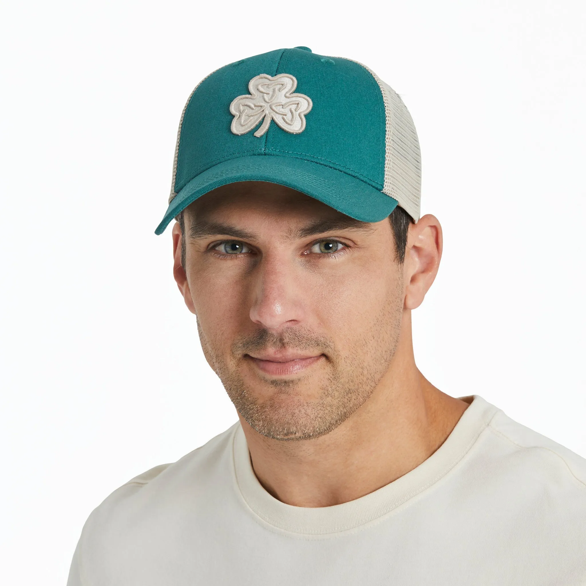 Adult Unisex Clean Celtic Clover Trucker Life is Good