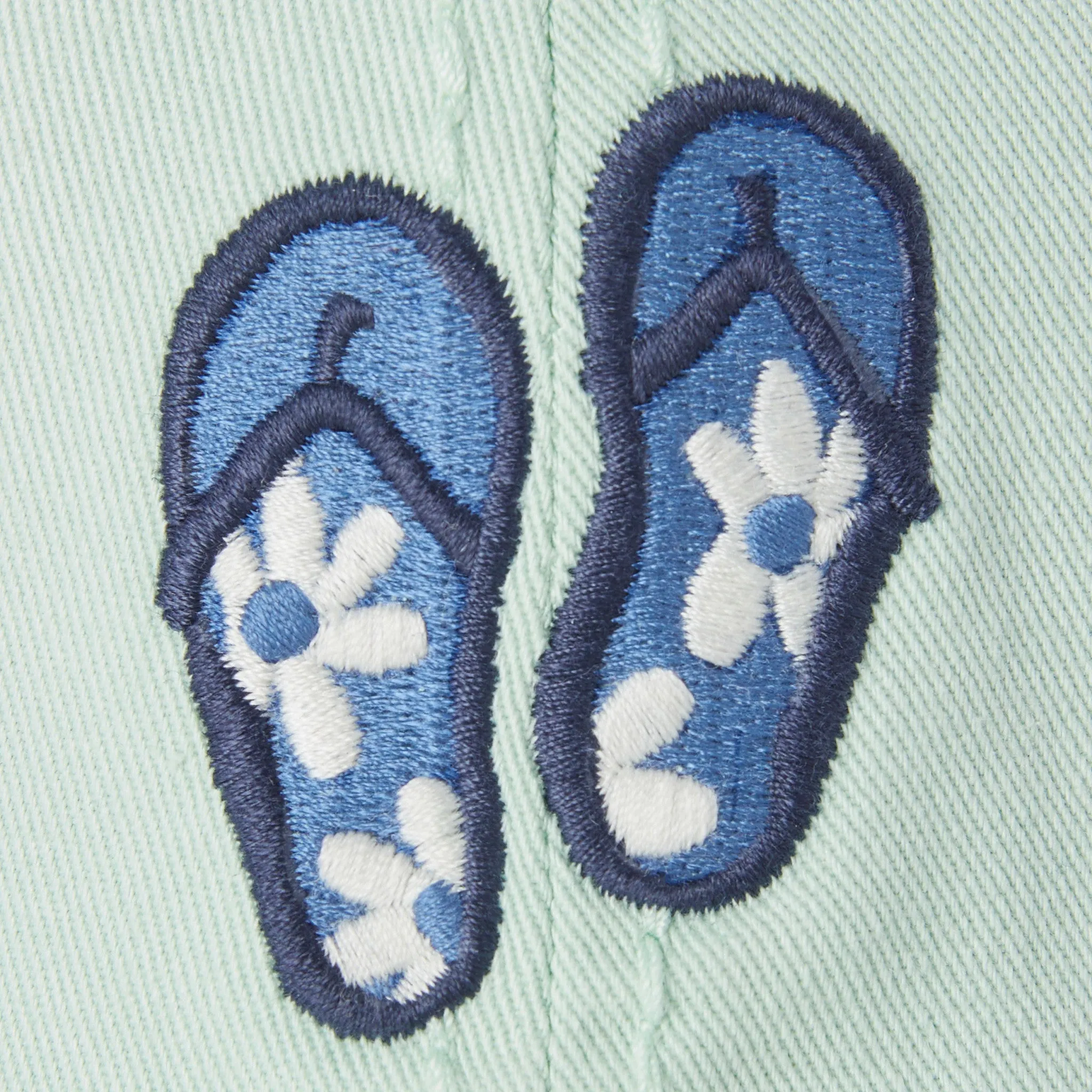 Adult Unisex Daisy Flip Flops Sunwashed Chill Cap Life is Good