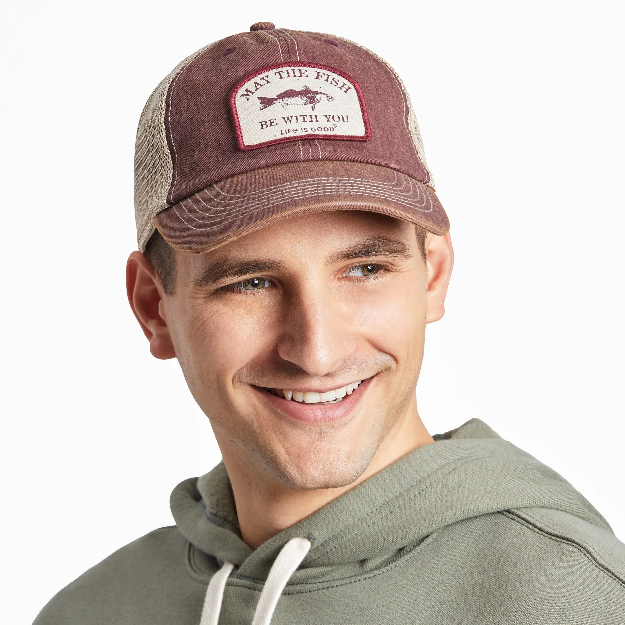 Adult Unisex Fish be With You Old Favorite Mesh Back Cap Life is Good