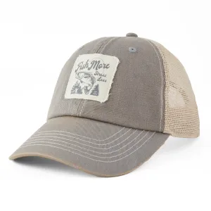 Adult Unisex Fish More Stress Less Bass Old Favorite Mesh Back Cap Life is Good