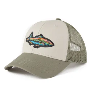Adult Unisex Fish Mountain Scene Hard Mesh Back Cap Life is Good