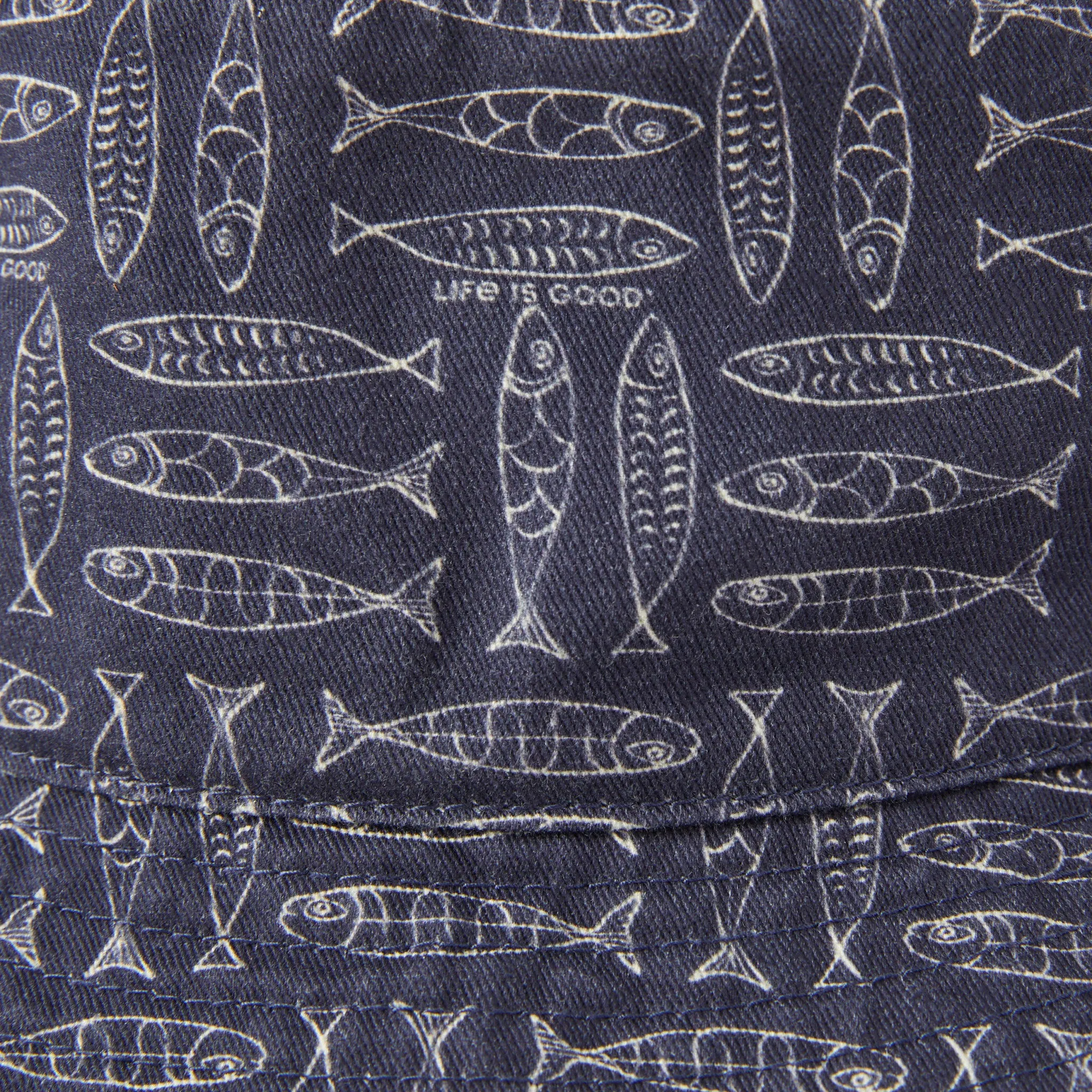 Adult Unisex Fish Pattern Bucket Hat Life is Good
