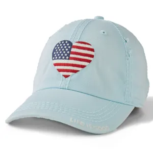 Adult Unisex Flag Heart Sunwashed Chill Cap Life is Good