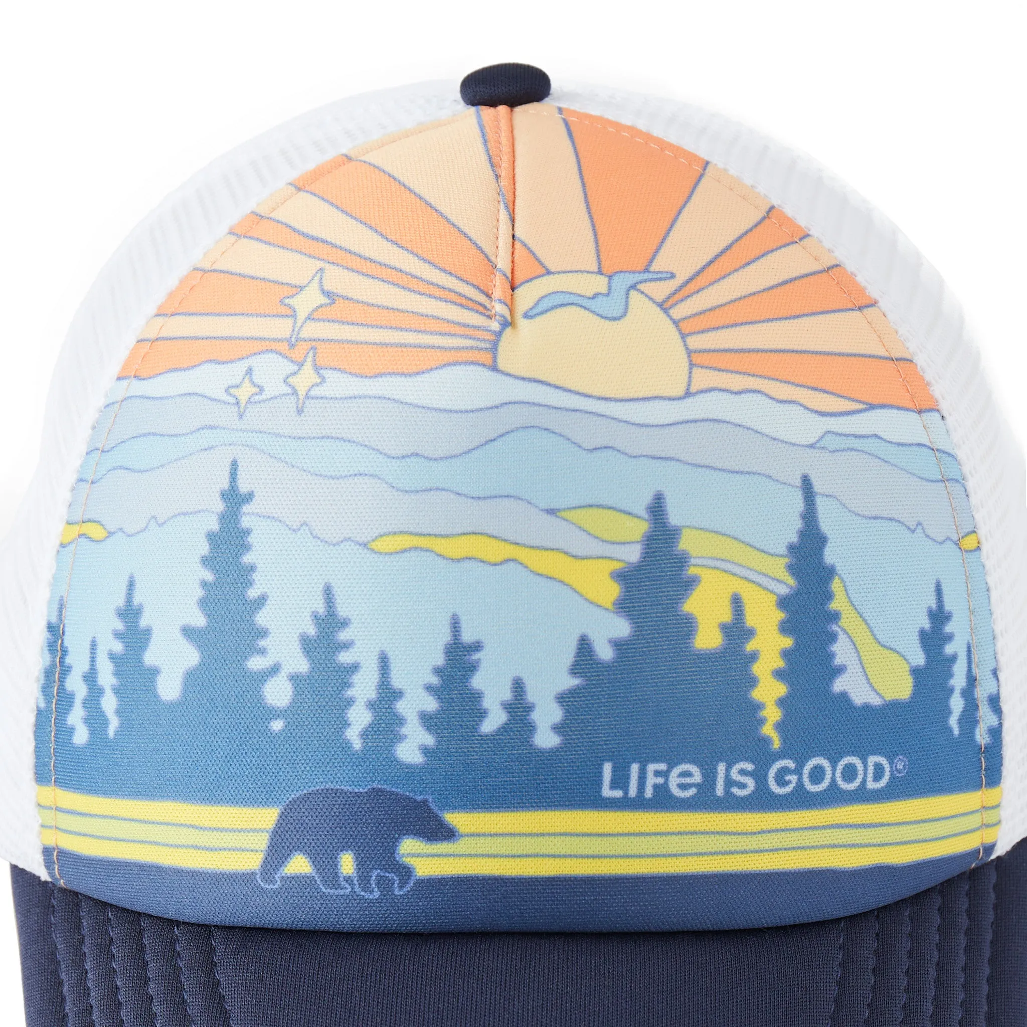 Adult Unisex Great Smoky Mountains Poster Trucker Hat Life is Good