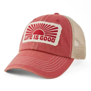 Adult Unisex Horizontal Sunburst Old Favorite Mesh Back Cap Life is Good