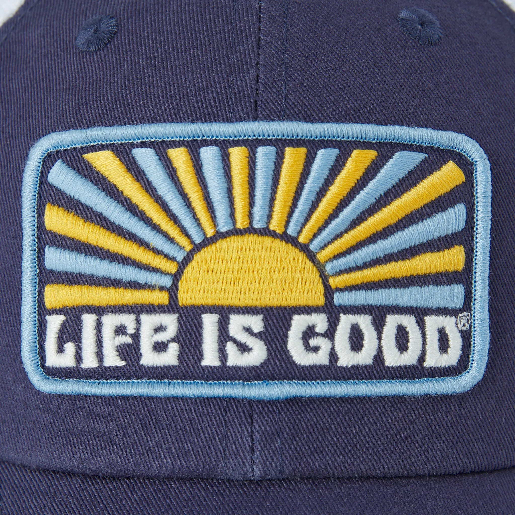 Adult Unisex Horizontal Sunburst Soft Mesh Back Cap Life is Good
