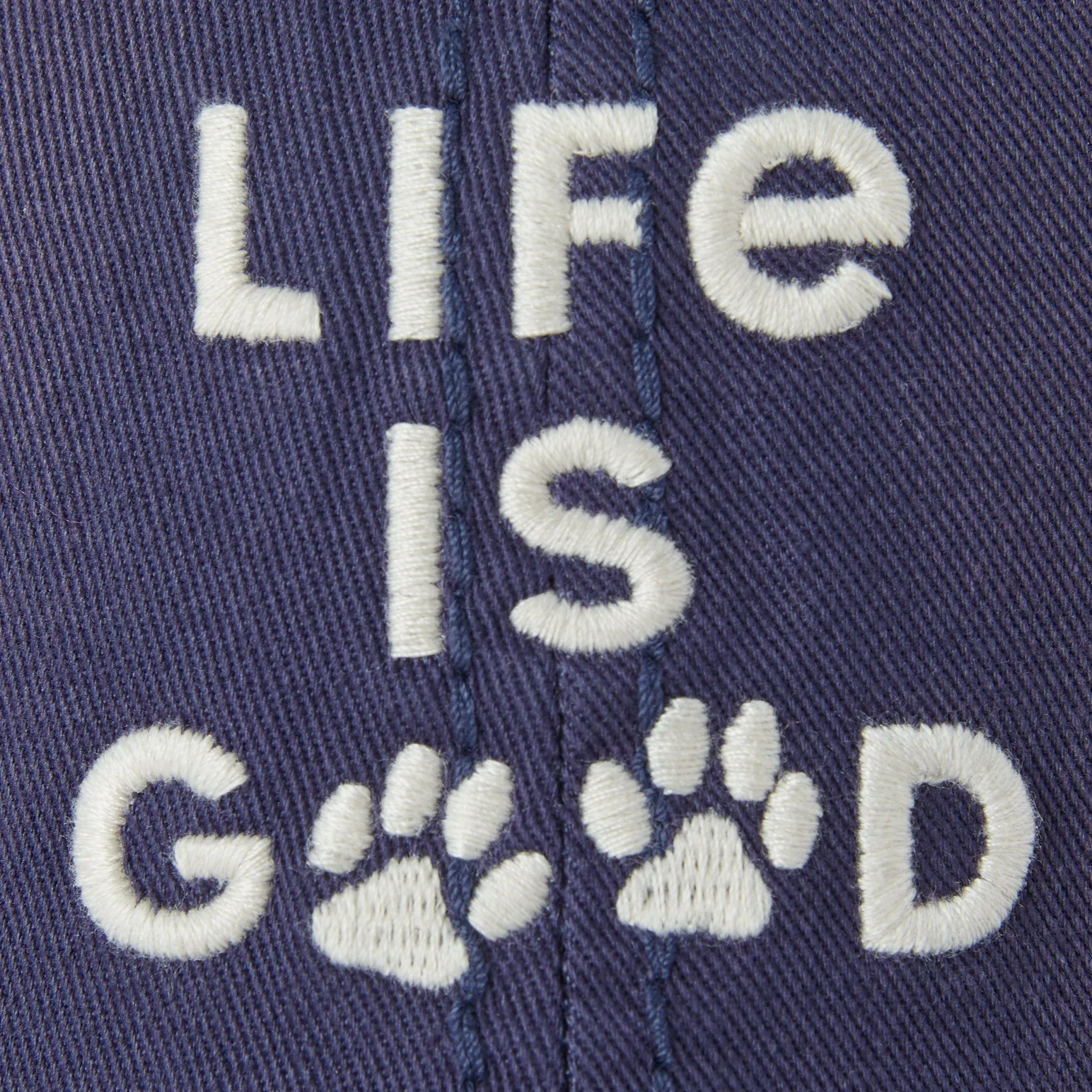 Adult Unisex Life is Good Paw Print Sunwashed Chill Cap Life is Good