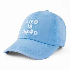 Adult Unisex Life is Good Paw Prints Sunwashed Chill Cap Life is Good