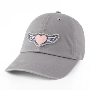 Adult Unisex Love More Heart Wings Tattered Chill Cap Life is Good