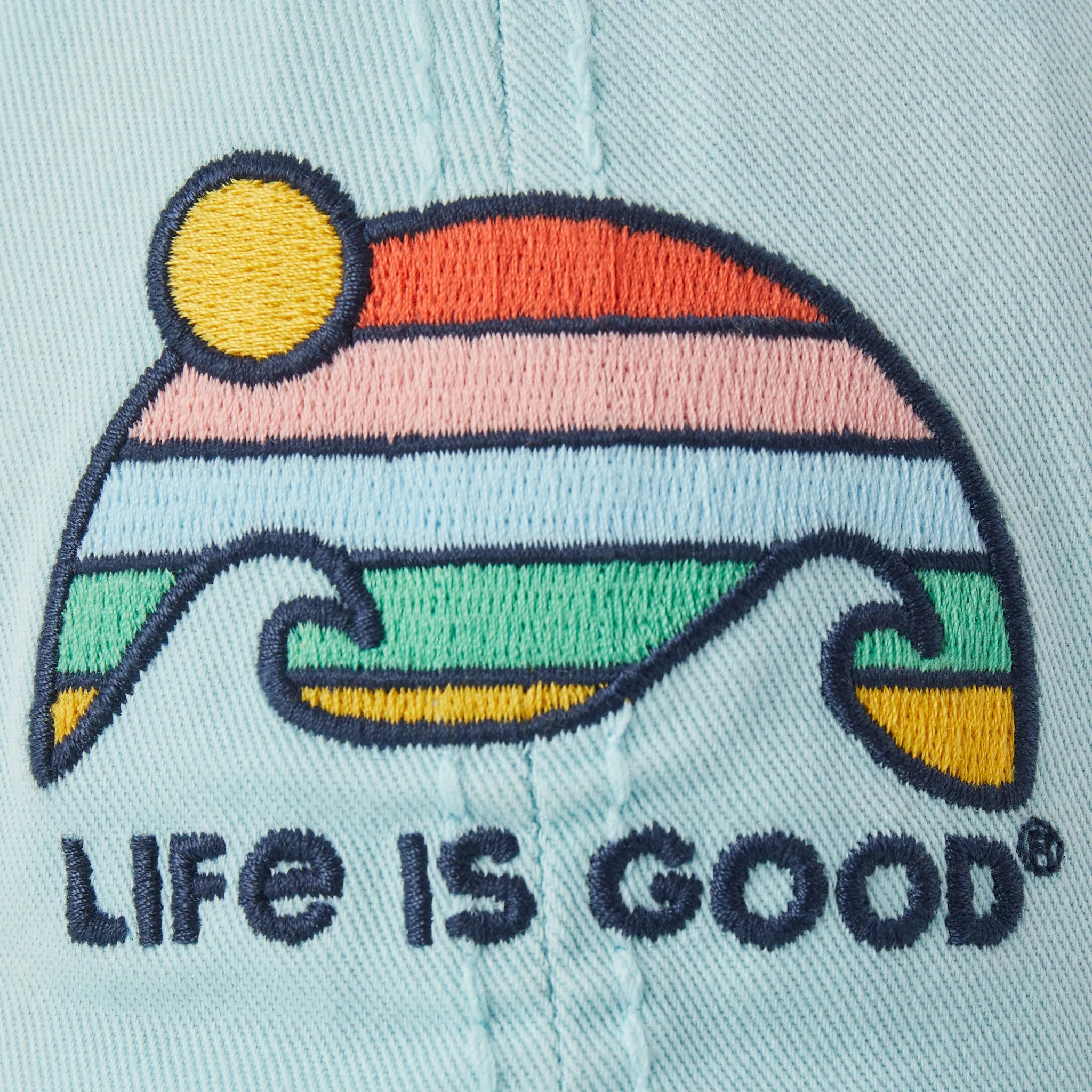 Adult Unisex Retro Wave Stripe Sunwashed Chill Cap Life is Good