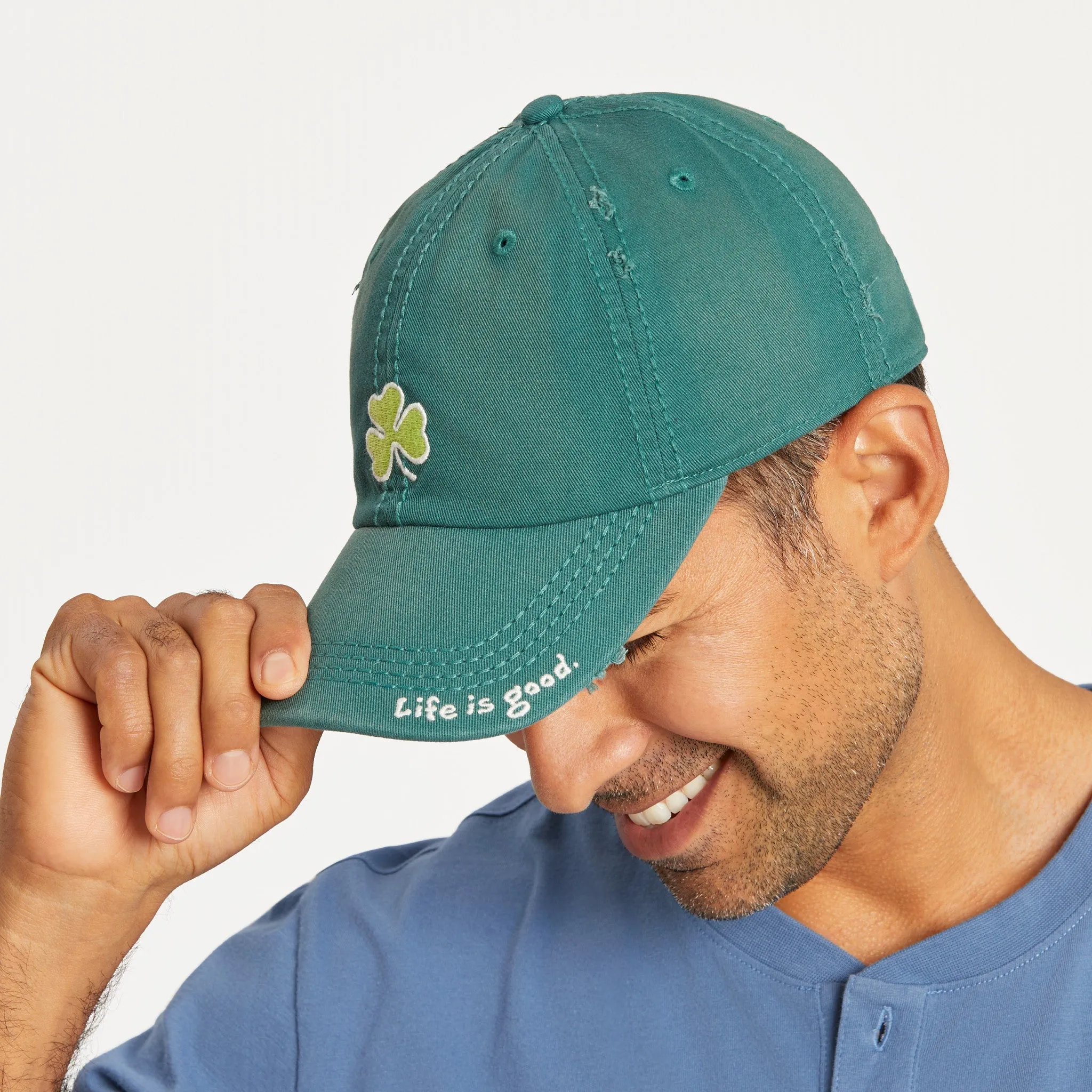 Adult Unisex Shamrock Sunwashed Chill Cap Life is Good