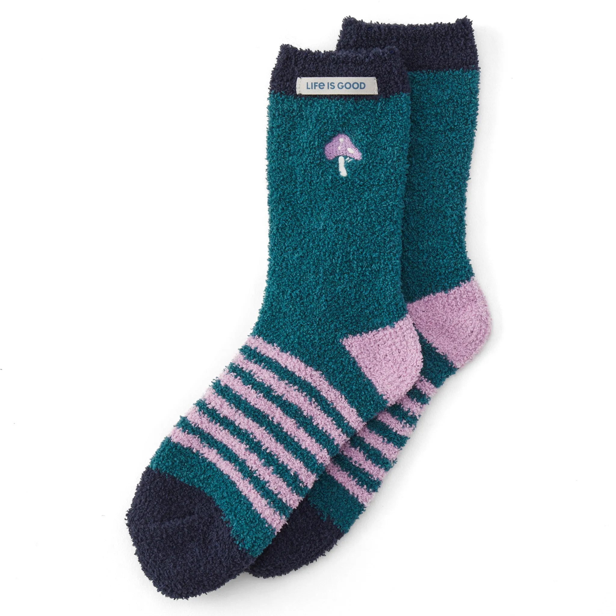 Adult Unisex Spruce Green  Snuggle Sock Life is Good