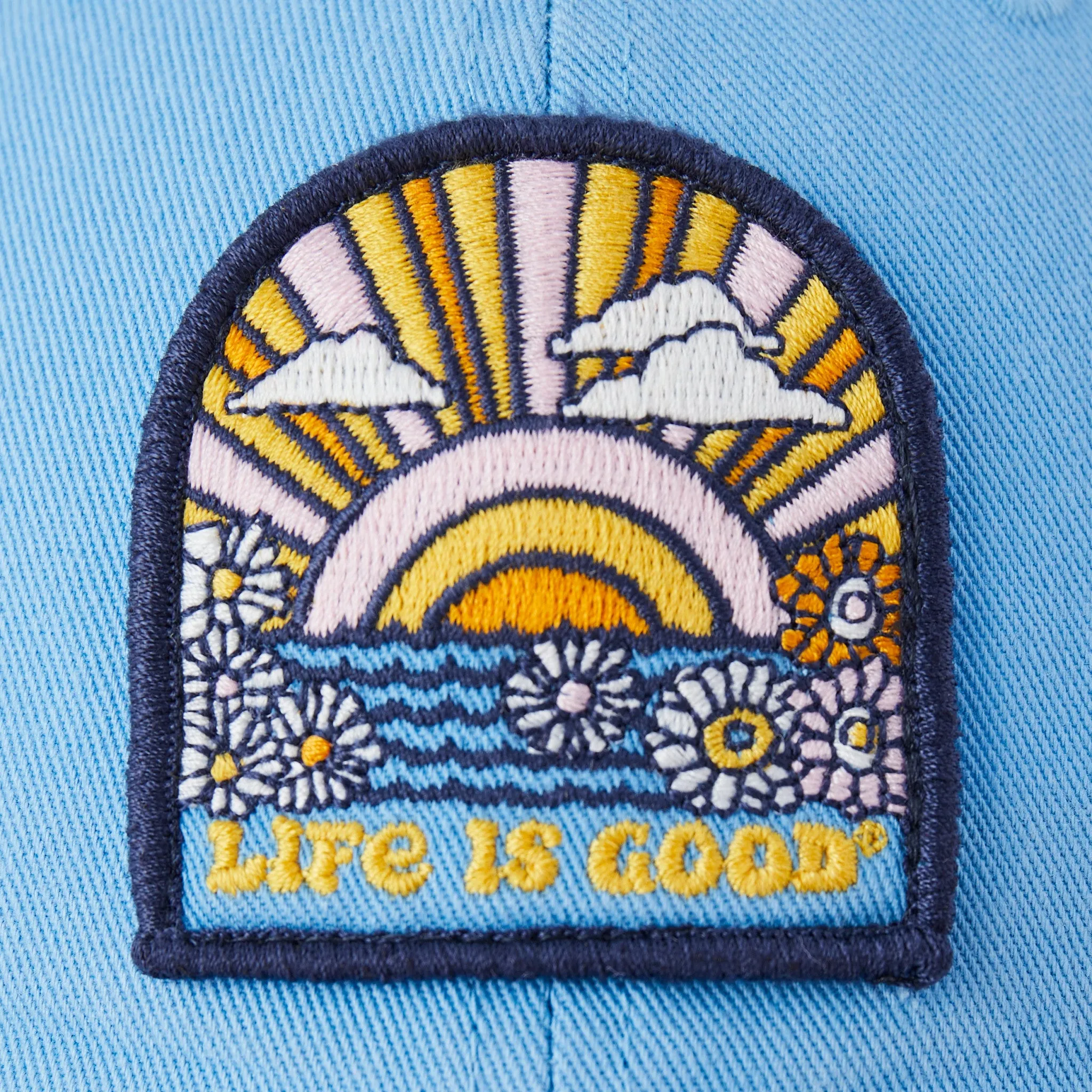 Adult Unisex Sunrise Flowers Soft Mesh Back Cap Life is Good