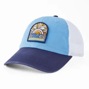 Adult Unisex Sunrise Flowers Soft Mesh Back Cap Life is Good