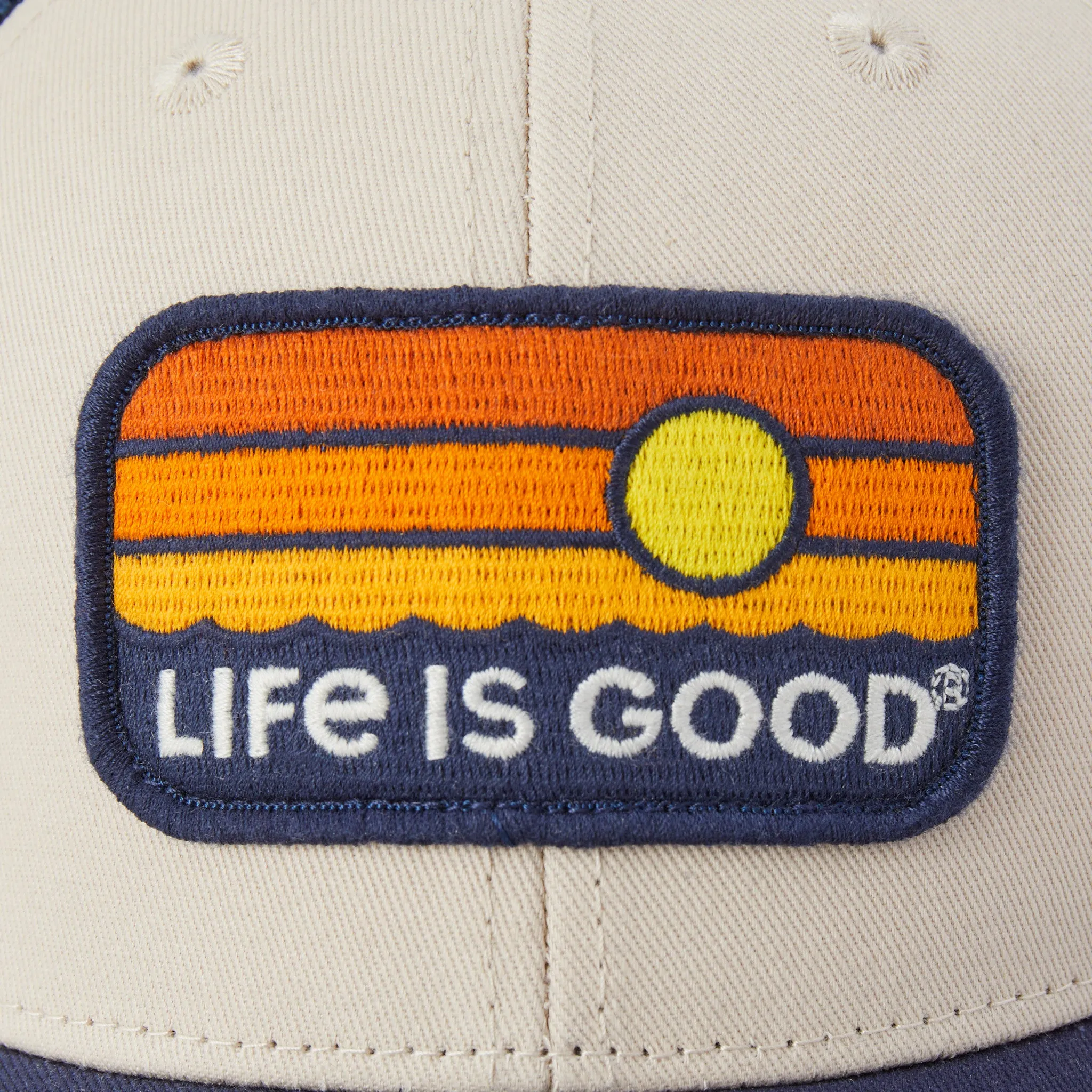 Adult Unisex Sunrise Water Stripe Trucker Life is Good