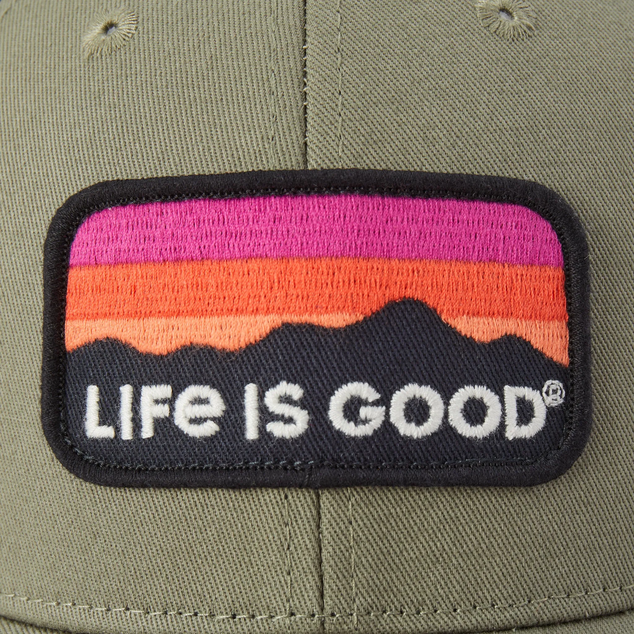 Adult Unisex Sunset Mountain Trucker Life is Good