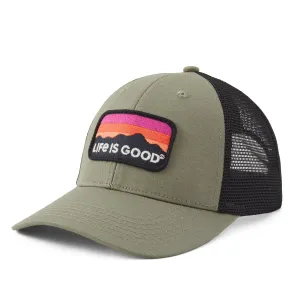 Adult Unisex Sunset Mountain Trucker Life is Good