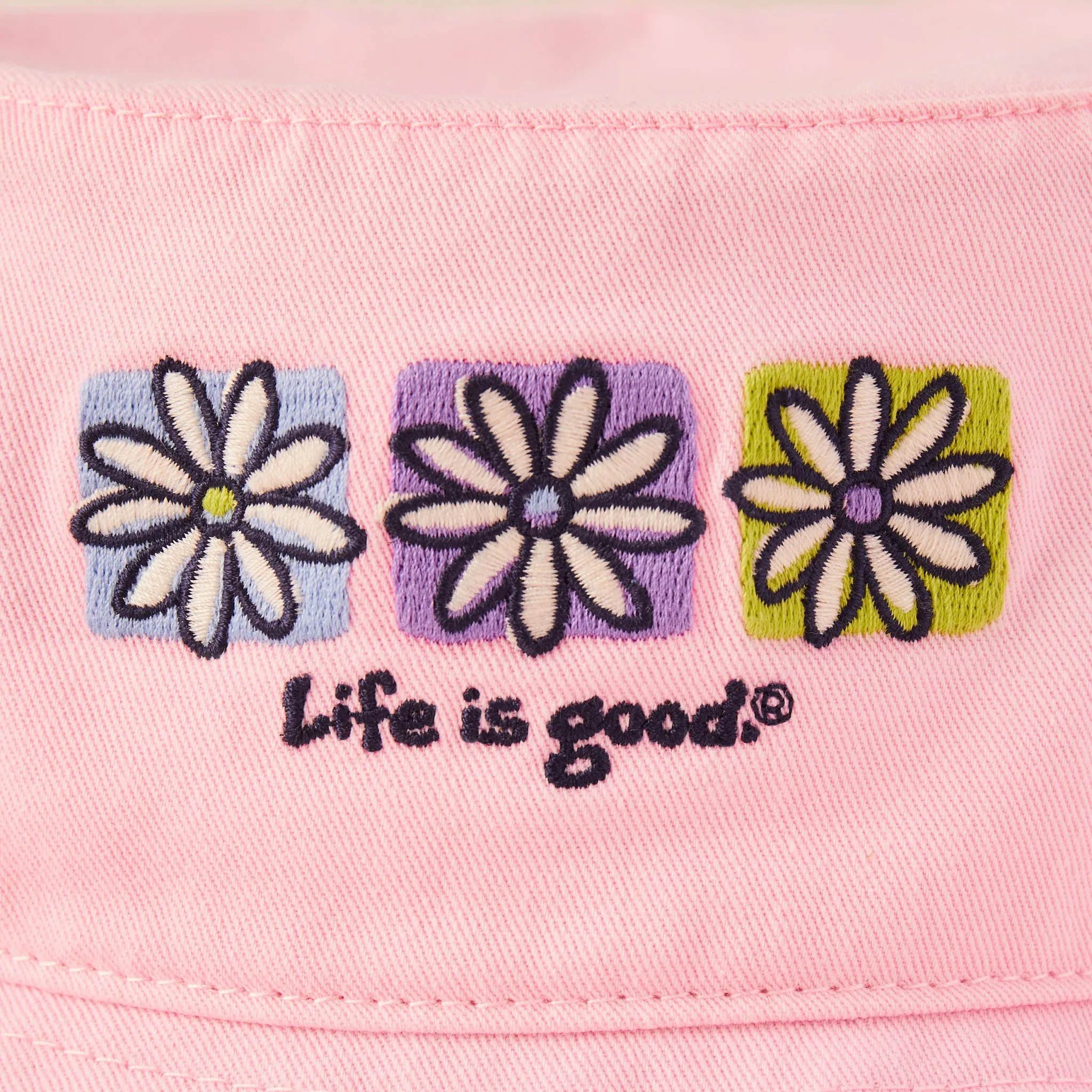 Adult Unisex Three Boxed Daisies Bucket Hat Life is Good