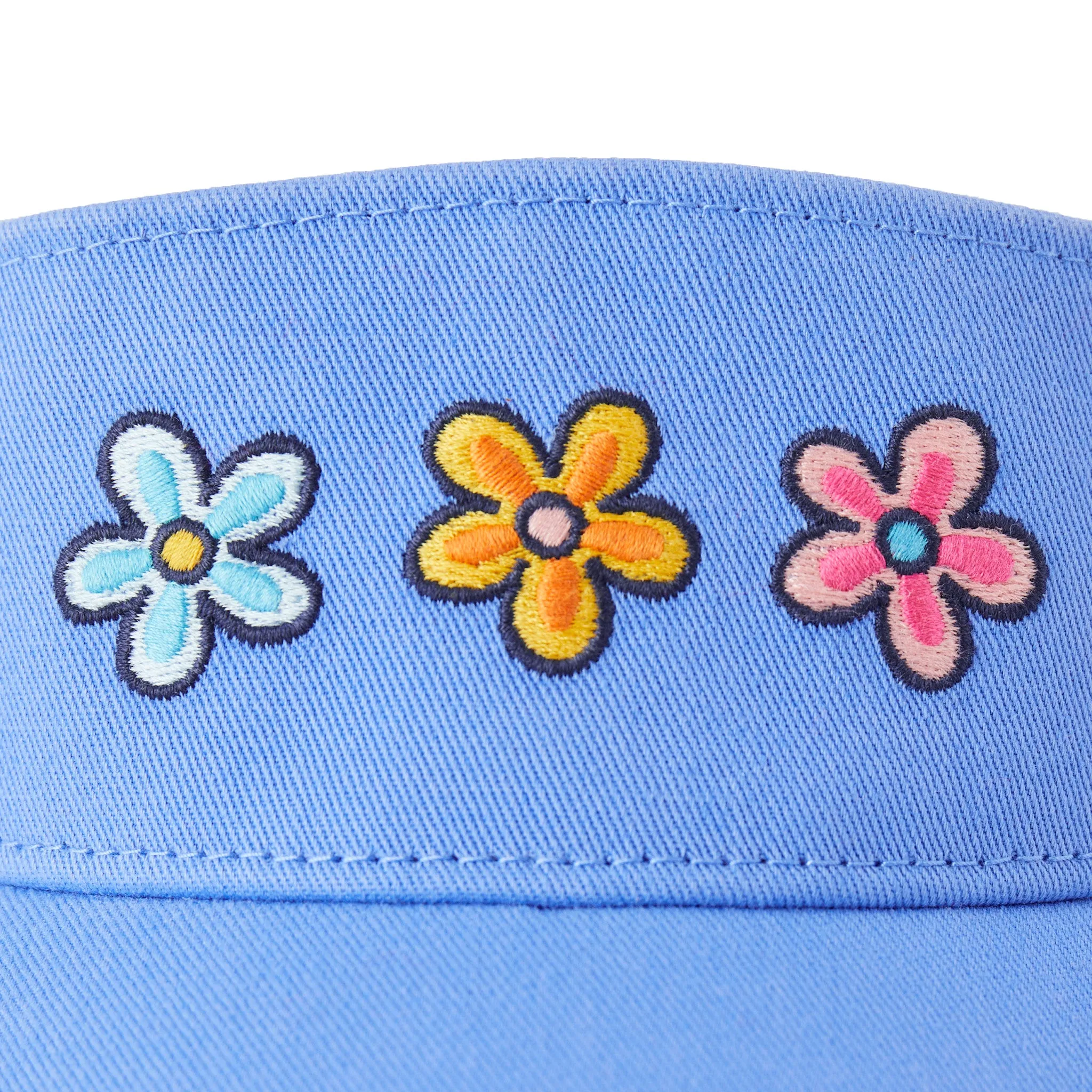 Adult Unisex Three Daisies Chill Cap Visor Life is Good