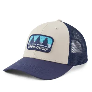 Adult Unisex Three Pine Patch Trucker Life is Good