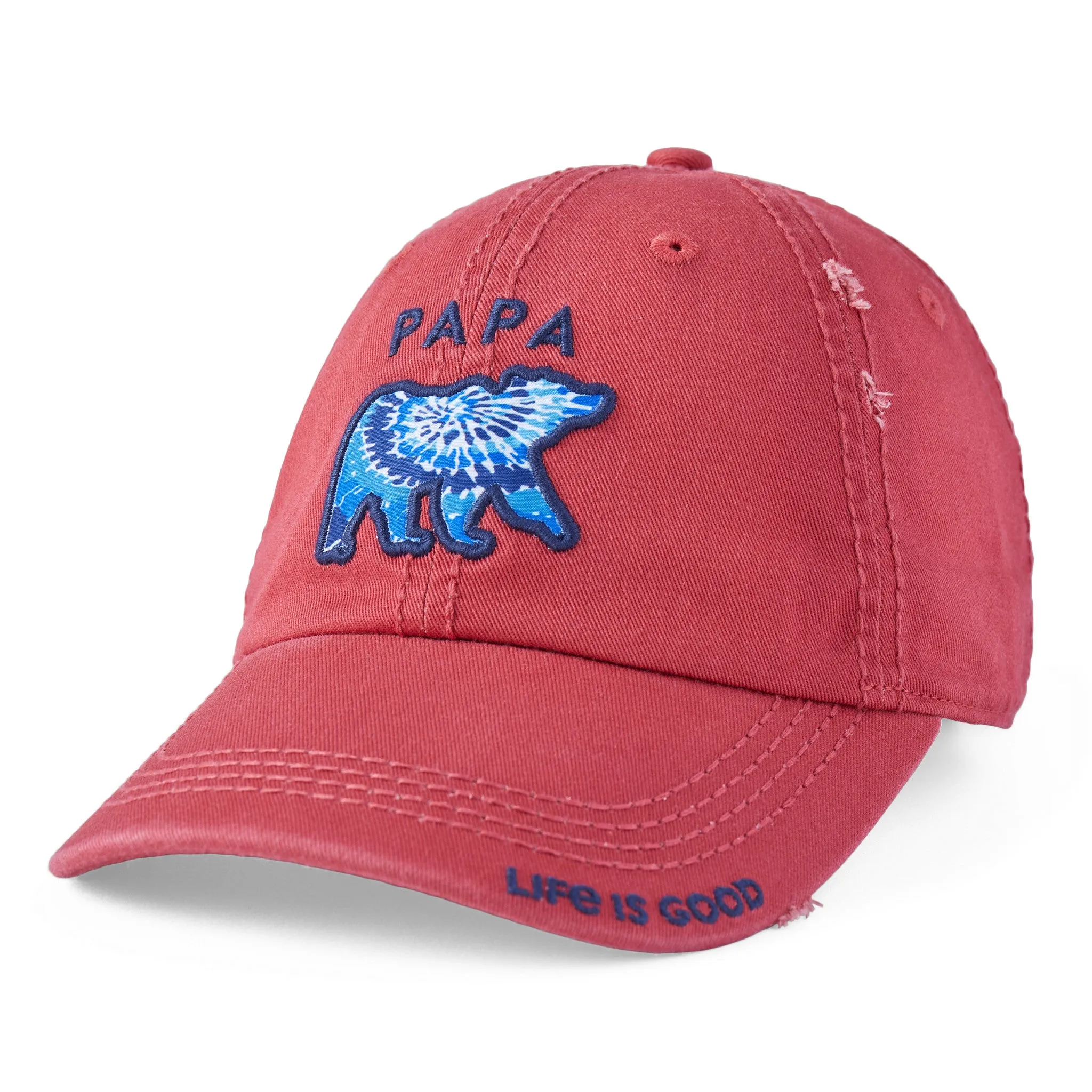 Adult Unisex Tie Dye Papa Bear Sunwashed Chill Cap Life is Good