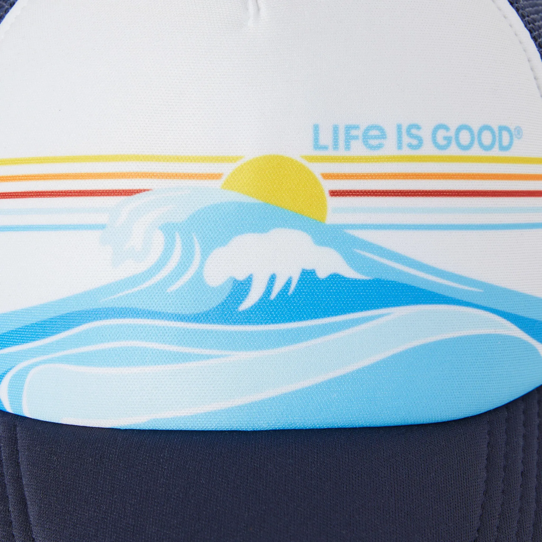 Adult Unisex Wave Stripe Trucker Hat Life is Good