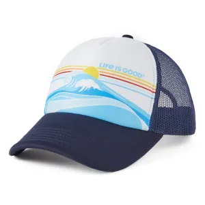 Adult Unisex Wave Stripe Trucker Hat Life is Good