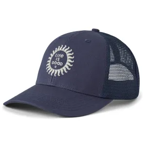 Adult Unisex Woodblock Sun Trucker Life is Good