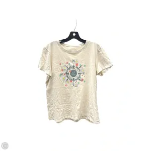Athletic Top Short Sleeve By Life Is Good In Cream, Size: L