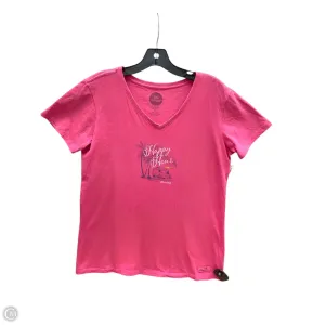 Athletic Top Short Sleeve By Life Is Good In Pink, Size: M