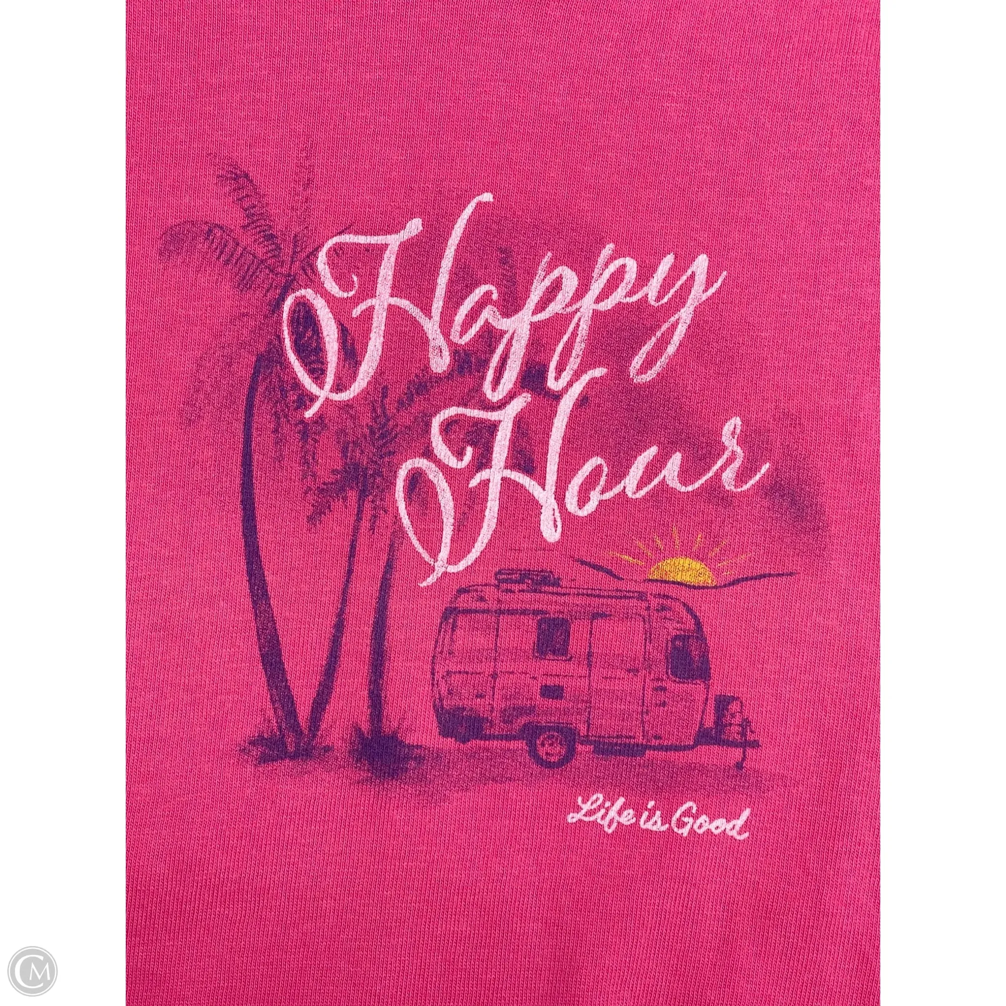 Athletic Top Short Sleeve By Life Is Good In Pink, Size: M