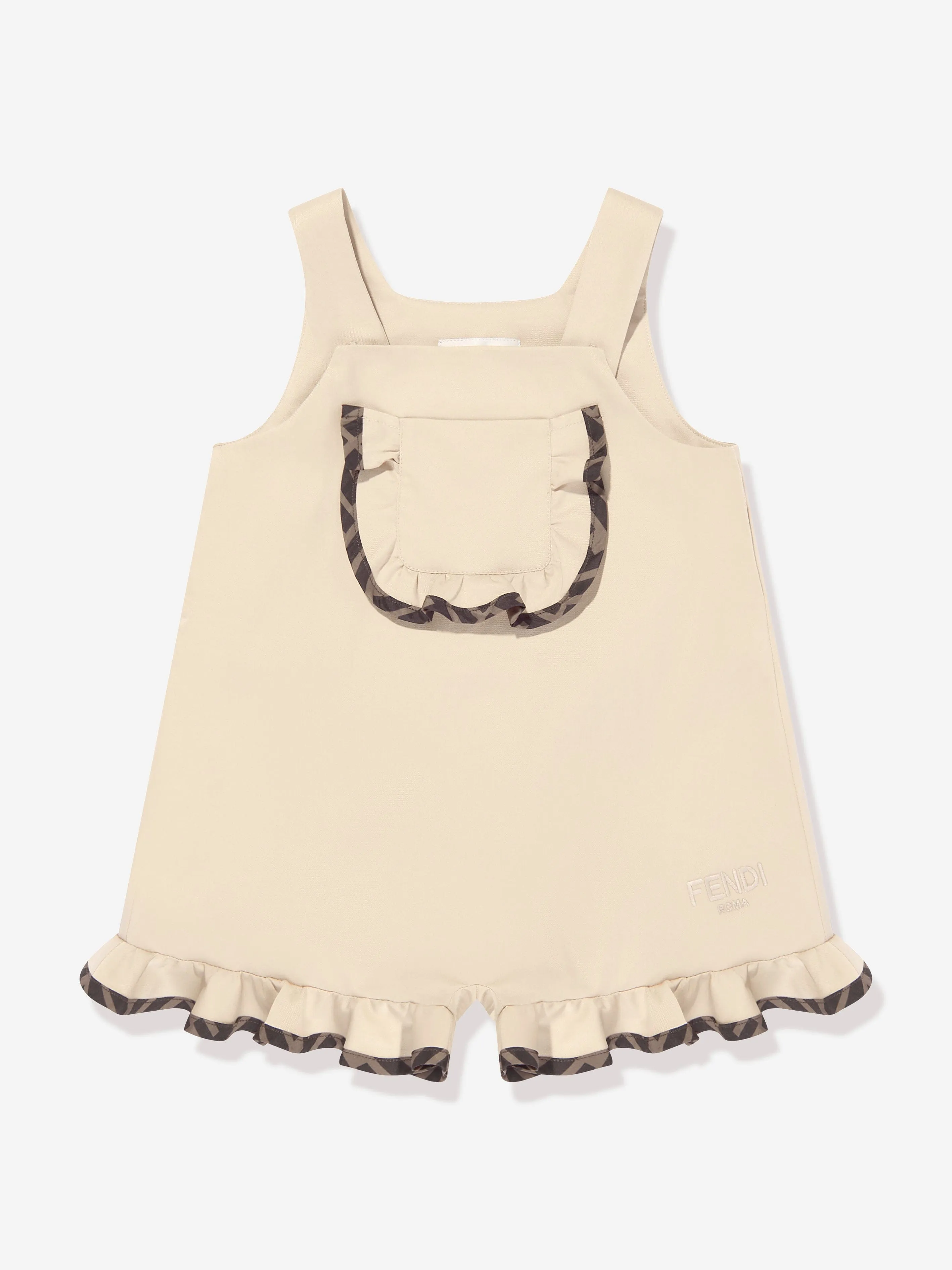 Baby Girls Frilly Playsuit in Beige
