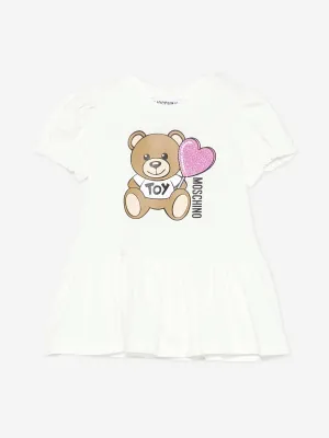 Baby Girls Teddy Bear Dress in Ivory