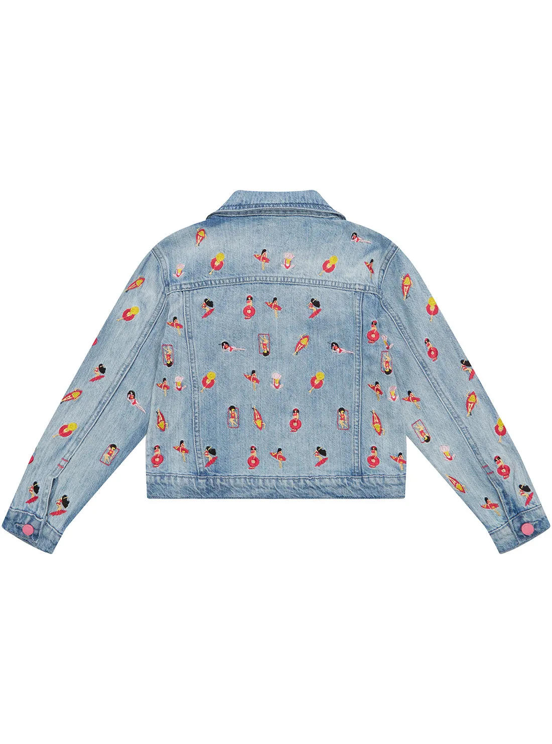 Blue Denim Surf Girl Embroidered Jacket Guess