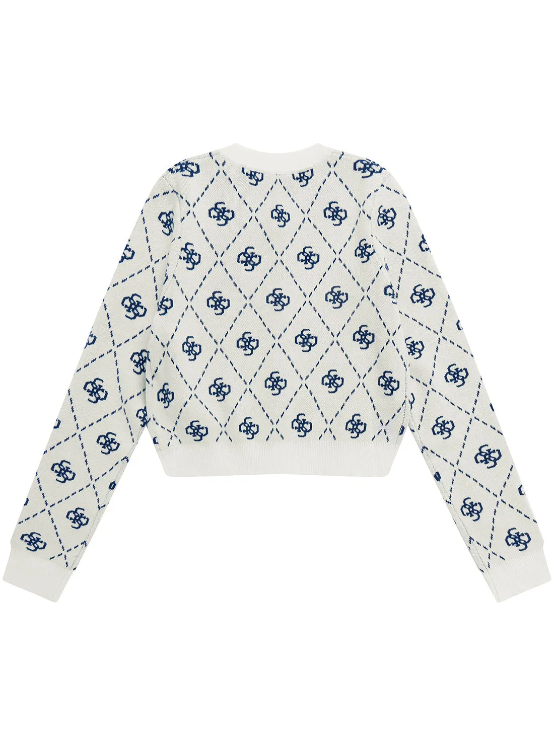 Blue White Long Sleeve Knit Cardigan (7-16) Guess