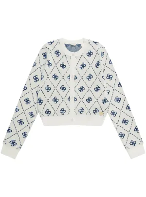 Blue White Long Sleeve Knit Cardigan (7-16) Guess