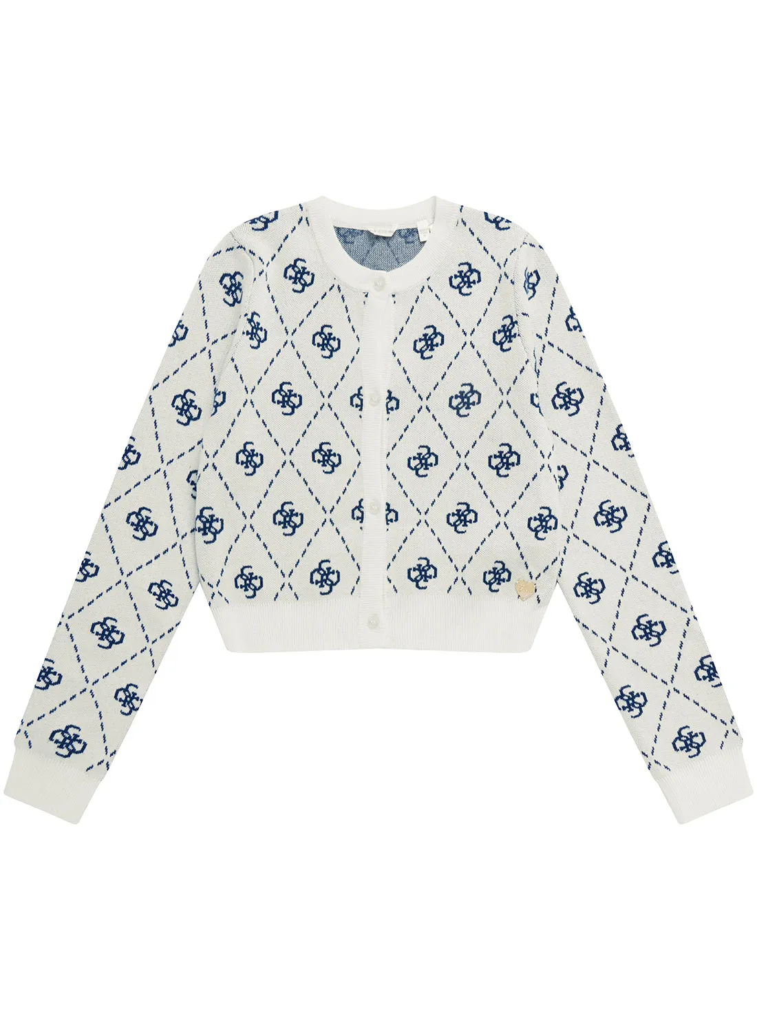 Blue White Long Sleeve Knit Cardigan (7-16) Guess