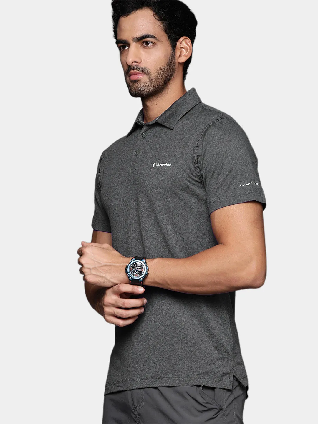 Columbia Men Black Omni-Wick Tech Trail Polo Tshirt