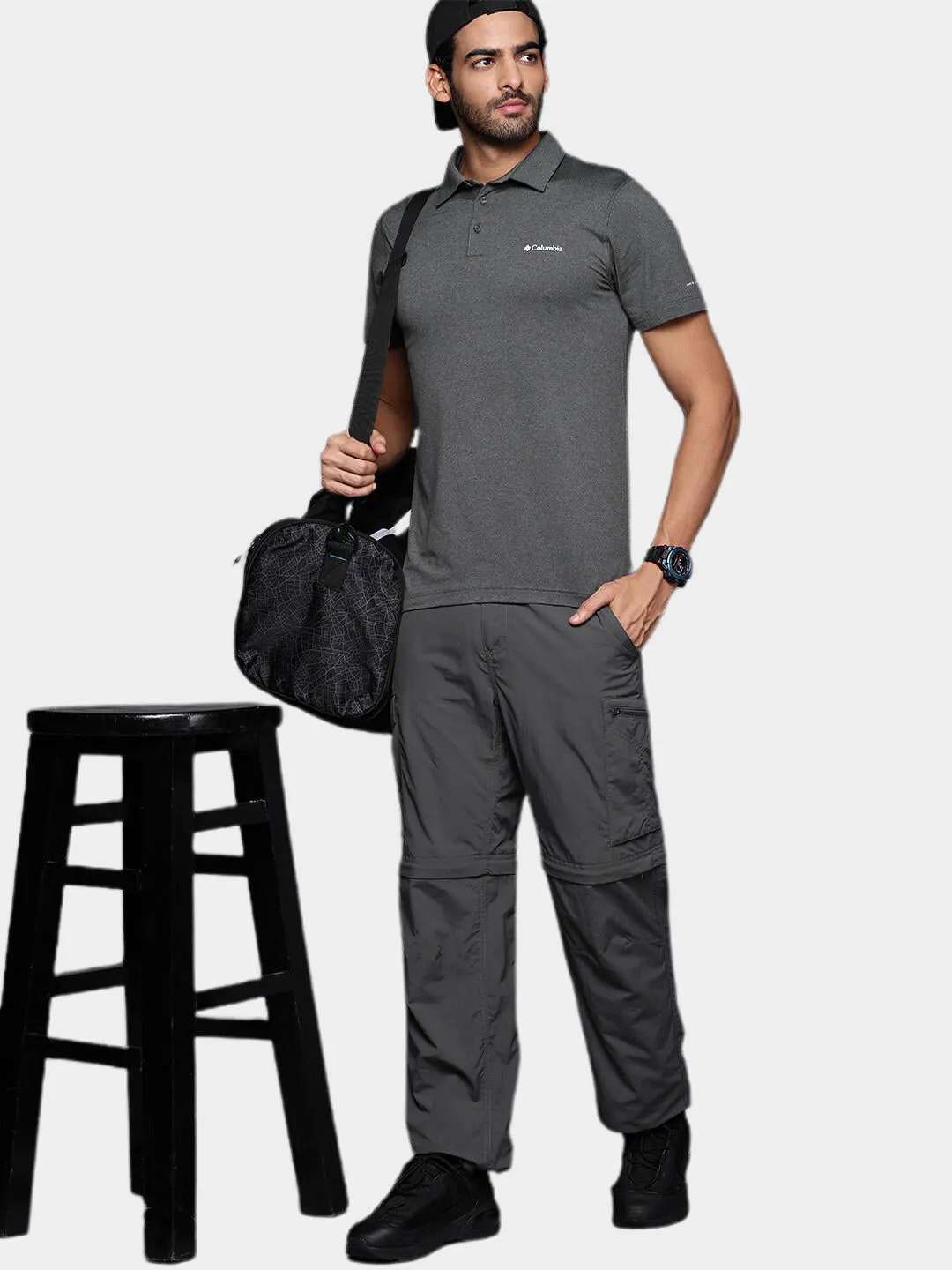 Columbia Men Black Omni-Wick Tech Trail Polo Tshirt