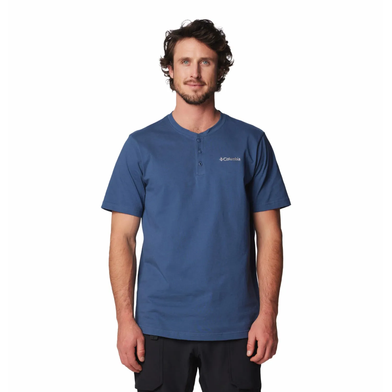 Columbia Men Blue Omni-Shade LandroamerHenley II Tshirt