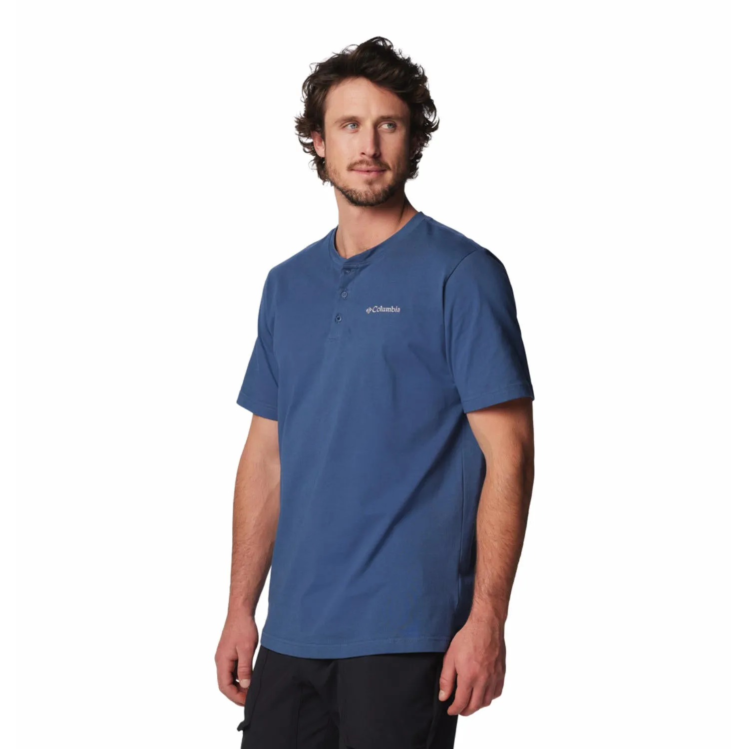 Columbia Men Blue Omni-Shade LandroamerHenley II Tshirt