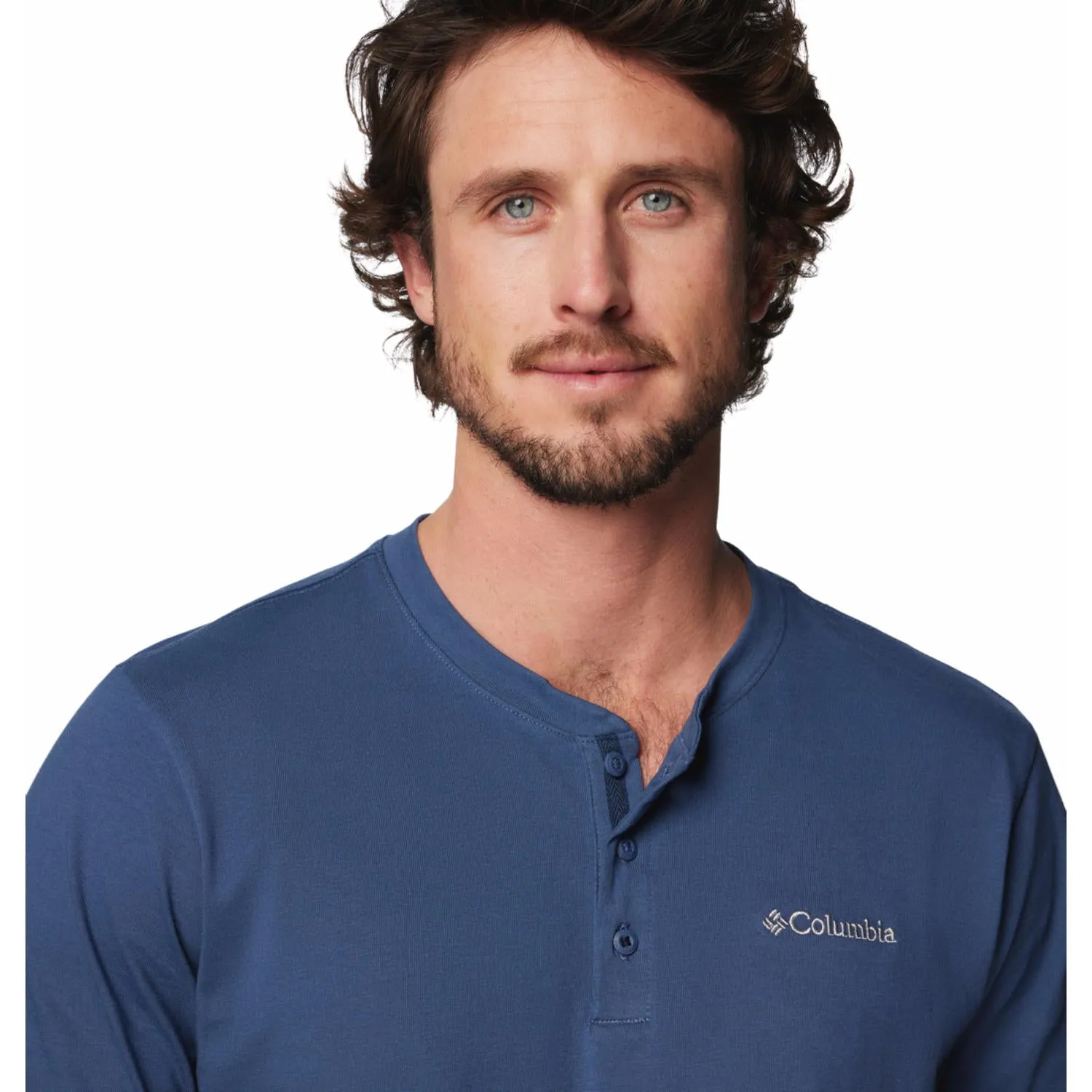Columbia Men Blue Omni-Shade LandroamerHenley II Tshirt