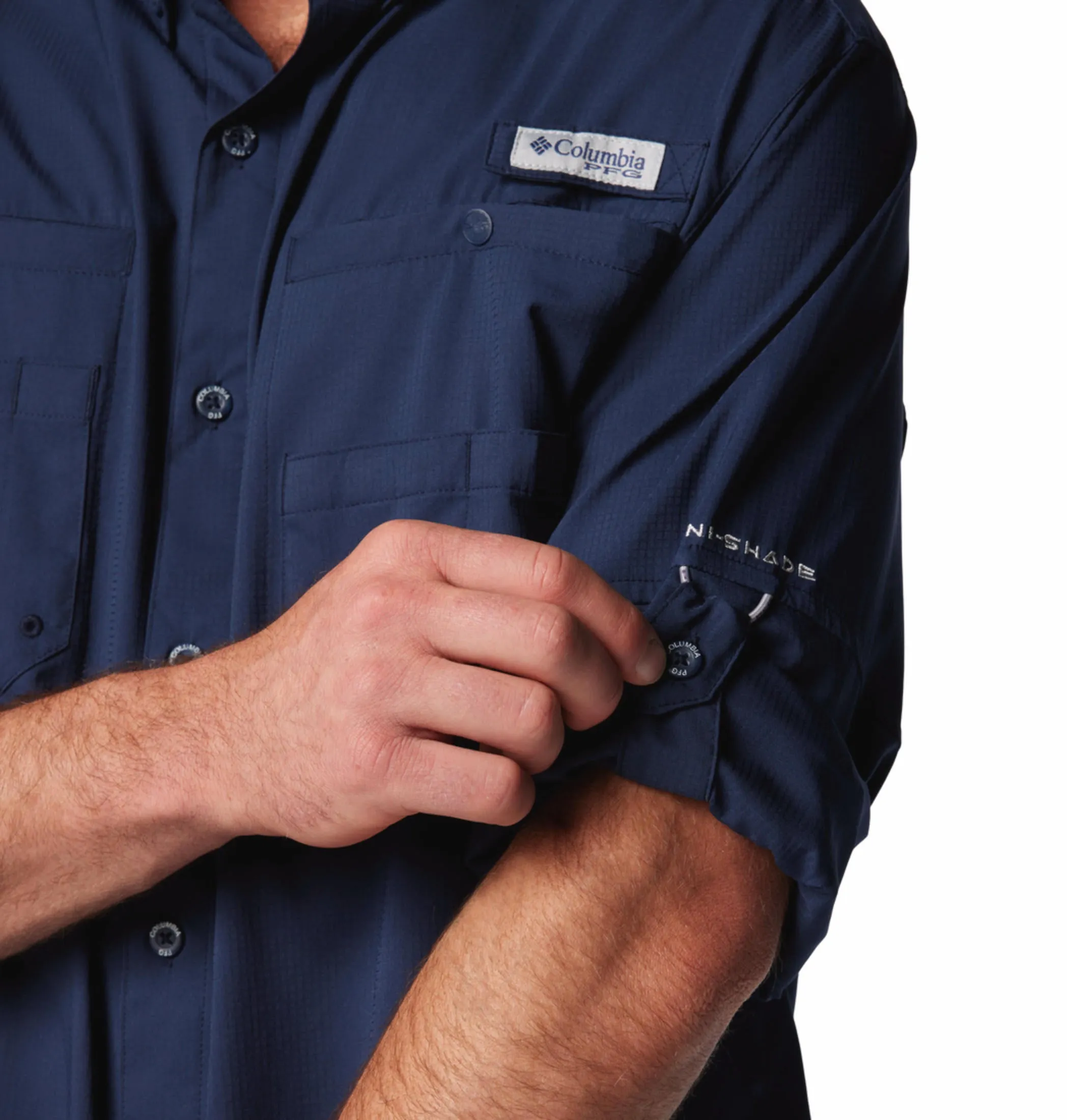 Columbia Men Blue Omni-Wick Tamiami II Long Sleeve Shirt