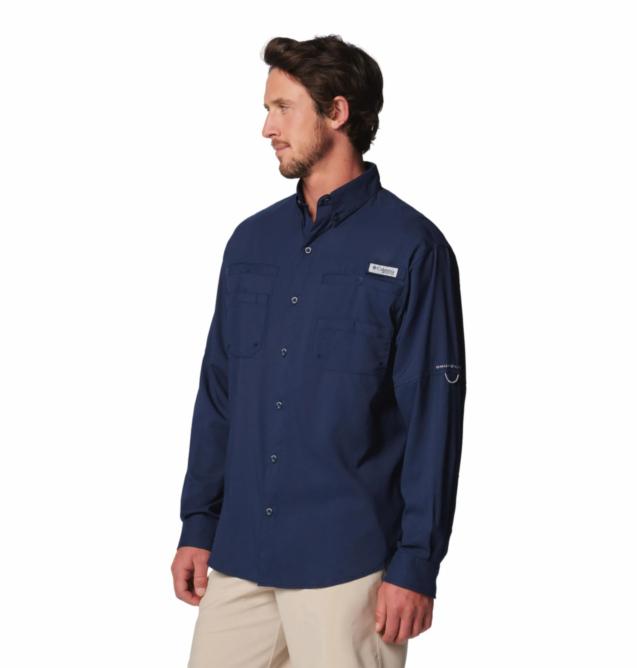 Columbia Men Blue Omni-Wick Tamiami II Long Sleeve Shirt