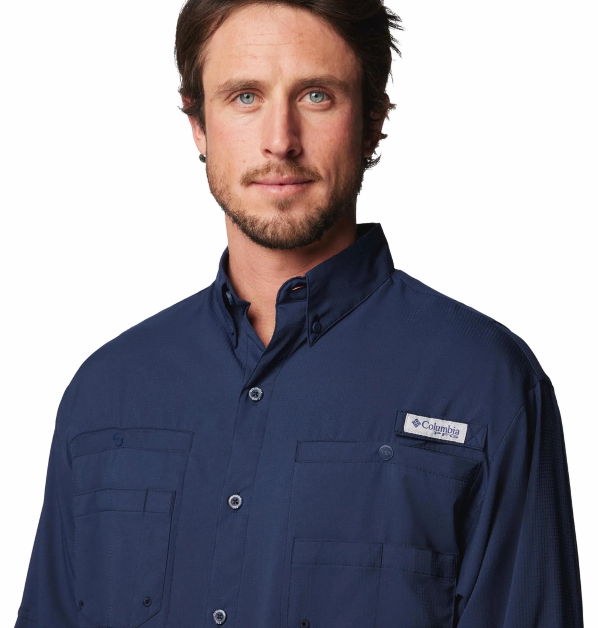Columbia Men Blue Omni-Wick Tamiami II Long Sleeve Shirt