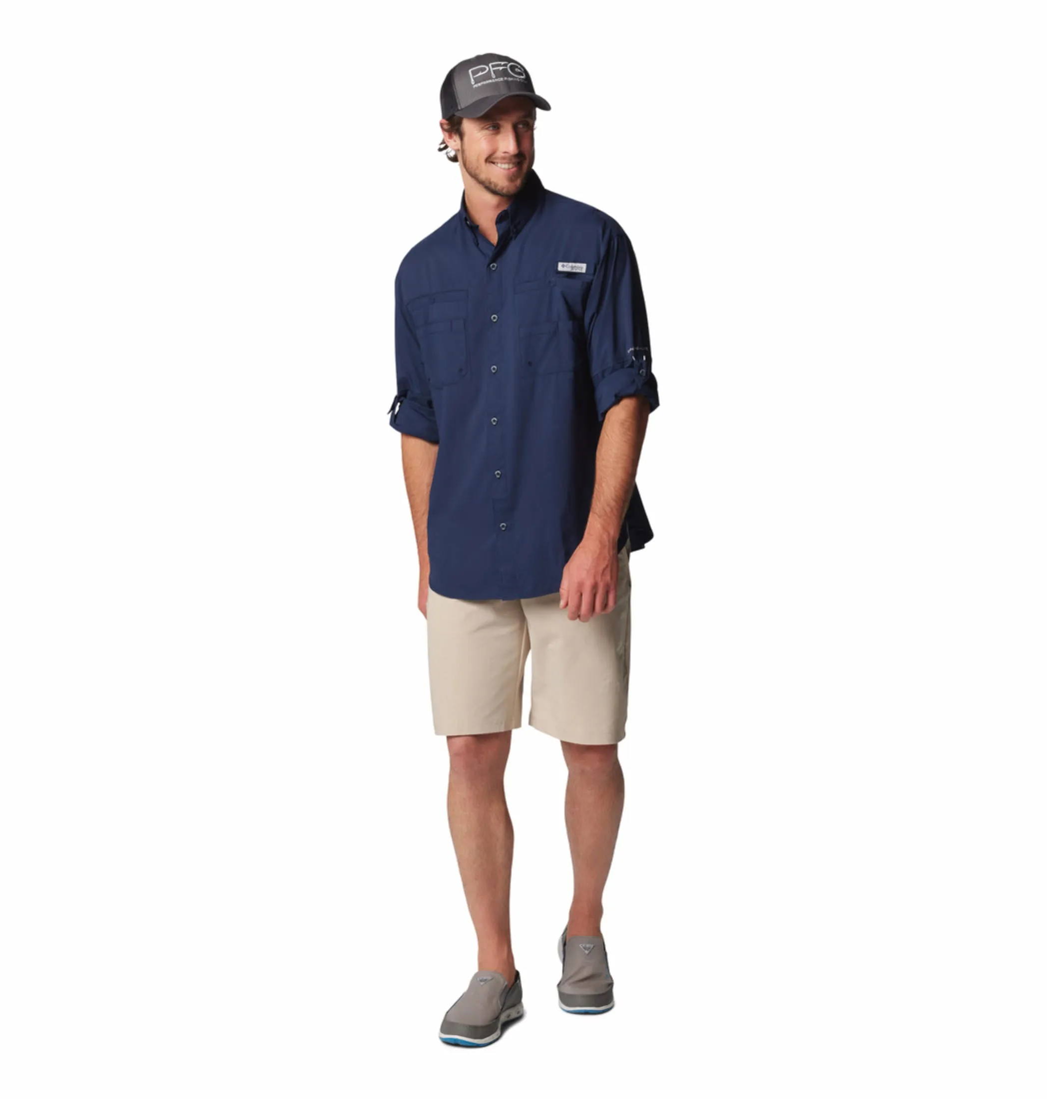 Columbia Men Blue Omni-Wick Tamiami II Long Sleeve Shirt